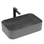 Umywalki - EMKE Umywalka nablatowa 61×38×15 cm, Prostokątna Umywalka ceramiczna łazienkowa, Matowy Ciemnoszary - miniaturka - grafika 1