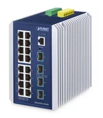 Pozostałe akcesoria sieciowe - PLANET IP30 Industrial L3 16-Port Zarządzany Gigabit Ethernet (10/100/1000) Aluminium, Niebieski - miniaturka - grafika 1