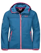Kurtki i płaszcze dla dziewczynek - Jack Wolfskin Unisex Dziecięca Kurtka Softshellowa Fourwinds Jacket Kids Wave Blue, 92 - miniaturka - grafika 1