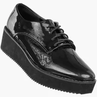 Półbuty damskie - Półbuty Damskie Ekoskóra Buty Na Platformie Eleganckie Klasyczne Czarne Czarny 38 - miniaturka - grafika 1