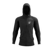 Bluzy sportowe męskie - COMPRESSPORT bluza biegowa 3D THERMO SEAMLESS HOODIE ZIP black - miniaturka - grafika 1