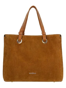 Wojas Skórzana torebka w kolorze jasnobrązowym - 34 x 28 x 12,5 cm - Torebki damskie - miniaturka - grafika 1