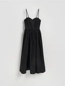 Sukienki - Reserved - Bawełniana sukienka midi - czarny - miniaturka - grafika 1