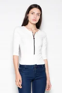 Odzież ciążowa - dopasowane BODY damskie ZAPINANE z rękawem 3/4 białe L - miniaturka - grafika 1