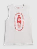 Koszulki dla chłopców - 4F Koszulka bez rękawów regular z nadrukiem chłopięca - biała 164 (13-14 lat) - miniaturka - grafika 1