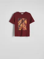 Koszulki i topy damskie - Reserved - T-shirt z nadrukiem - bordowy - miniaturka - grafika 1