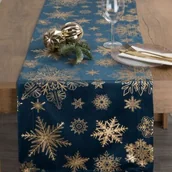 Obrusy i serwetki - Bieżnik świąteczny Joy 40 x 140 cm szampańskie gwiazdy granatowy - miniaturka - grafika 1