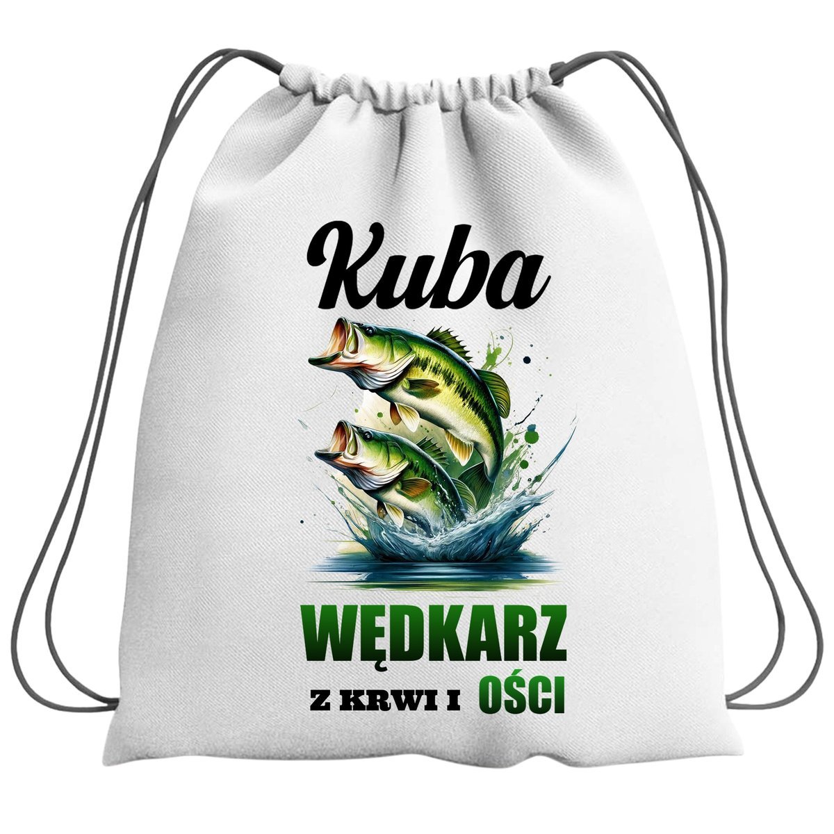 Plecak Worek Dla Wędkarza Ryby Szkolny Na Buty WF Obuwie Z Napisem Nadruk