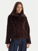 Płaszcze damskie - Guess Futro W0BL0N WDCH0 Brązowy Regular Fit - miniaturka - grafika 1