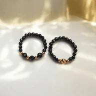 Pierścionki - Zestaw pierścionków : onyks, złoty hematyt - miniaturka - grafika 1