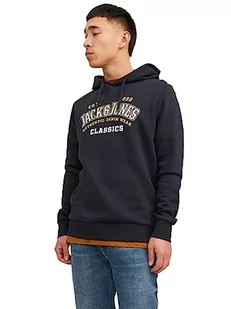 Bestseller A/S Męska bluza z kapturem JJELOGO Sweat Hood 2 COL 23/24 NOOS, granatowa, M, granatowy - Bluzy męskie - miniaturka - grafika 1
