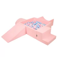 Suche baseny - KiddyMoon Piankowy plac zabaw PPZP-KW30D-115 z piłeczkami różowy: babyblue-pudrowy róż-perła basen 200/klin L/rampa L/półwałek L/schodek - miniaturka - grafika 1