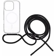 Etui i futerały do telefonów - Etui FIXED MagPure Neck MagSafe do Apple iPhone 16 Pro Przezroczysty + czarna smycz - miniaturka - grafika 1