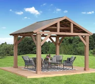 Altany ogrodowe - Altana ogrodowa 3,7x4,3 m drewniana brązowa Westmann - miniaturka - grafika 1