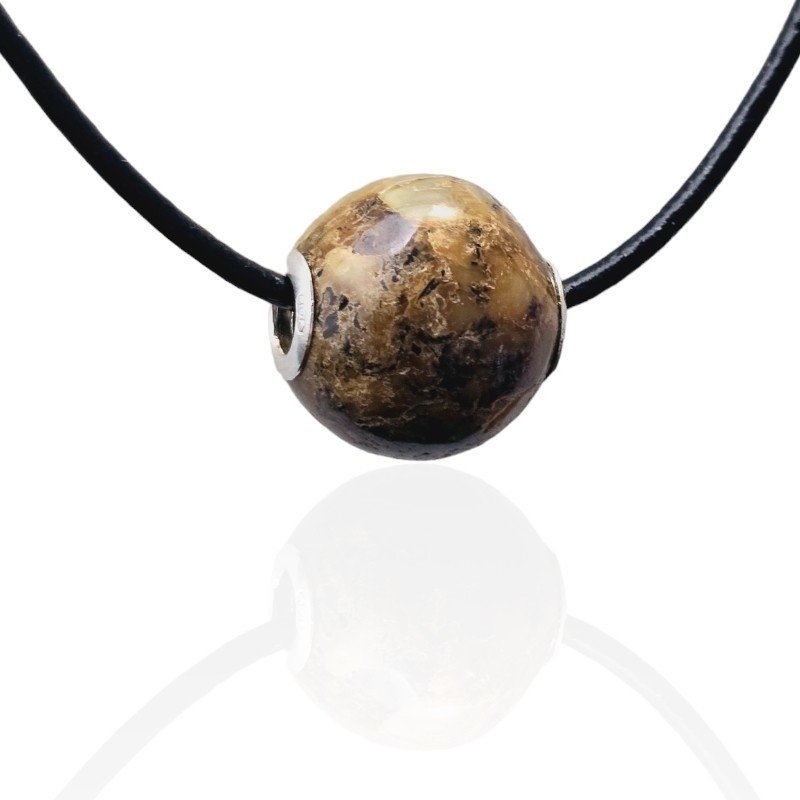 ankabizuteria.pl Zawieszka srebrna KULKA z bursztynu szlifowany i po