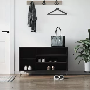vidaXL Szafka na buty, czarna, 102x36x60 cm, materiał drewnopochodny - Wieszaki i stojaki - miniaturka - grafika 1