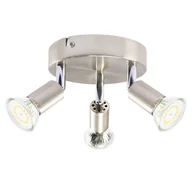 Lampy sufitowe - NETTLIFE 3 GU10 Reflektorowa sufitowy Regulowany 350° w Okrągłym Metalu Niklowym, Nowoczesna Lampa Do Salonu Sypialni Kuchni, Maksymalnie 3x25W - miniaturka - grafika 1