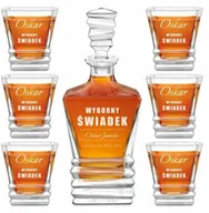 Karafki - Karafka geometric z 6 szklankami i grawerem dla świadka jako - miniaturka - grafika 1