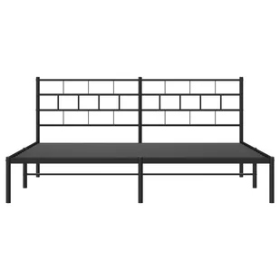 Metalowa rama łóżka z wezgłowiem, czarna, 193x203 cm Lumarko! - Łóżka - miniaturka - grafika 4