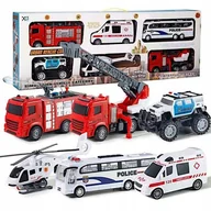 Samoloty i helikoptery - Samochody Zestaw Xxl Straż Helikopter Policja Autobus Wóz Strażacki Karetka - miniaturka - grafika 1