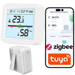 Czujnik temperatury i wilgotności zigbee tuya z ekranem lcd - Rejestratory do monitoringu - miniaturka - grafika 1