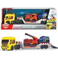 Samochody i pojazdy dla dzieci - Dickie Toys Mercedes-Benz SOS Laweta Z Pojazdami Ratunkowymi Zestaw Policja Straż Pożarna - miniaturka - grafika 1