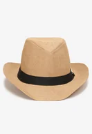 Czapki męskie - Beżowa Pleciony Kapelusz o Fasonie Fedory Cresesa - miniaturka - grafika 1