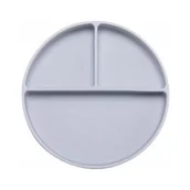 Miseczki i talerzyki dla dzieci - Bibi Silikonowy talerzyk z przyssawką szary - miniaturka - grafika 1