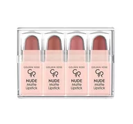 Szminki - Golden Rose Nude Matte Lipstick Mix - Zestaw 4 matowych mini pomadek do ust - miniaturka - grafika 1
