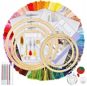 Pasmanteria - ZESTAW DO HAFTOWANIA WYSZYWANIA DIY TAMBORKI MULINY IGŁY NICI DO HAFTU ETUI - miniaturka - grafika 1
