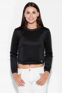 Bluzy damskie - krótka BLUZA damska CIEPŁA DRESOWA ze stójką czarny XL - miniaturka - grafika 1