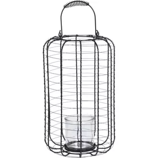 Lampion metalowy ze szklanym świecznikiem 23,5 cm czarny 138000510 - Dekoracje domu - miniaturka - grafika 1