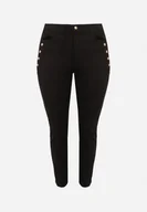 Spodnie damskie - Czarne Jeansy Mom Fit z Bawełną Wysokim Stanem Ozdobione Guzikami Evishias - miniaturka - grafika 1