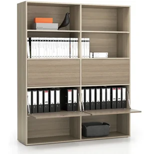 B2B Partner Regał biurowy szeroki LAYERS, 4 schowki, 1582 x 400 x 1905, dąb naturalny / dąb bejcowany 611498 - Regały biurowe - miniaturka - grafika 1