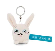 Plecaki - Breloczek królik „Best Friends!” 5cm - biały - Lojalny towarzysz dla wszystkich grup wiekowych z karabińczykiem, idealny do plecaka, torby, smyczy lub kluczy 62045 - miniaturka - grafika 1