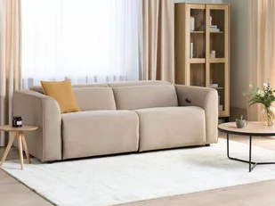 Sofa z elektryczną funkcją relaksu z ładowarką sztruksowa piaskowa ULVEN - Sofy i kanapy - miniaturka - grafika 4