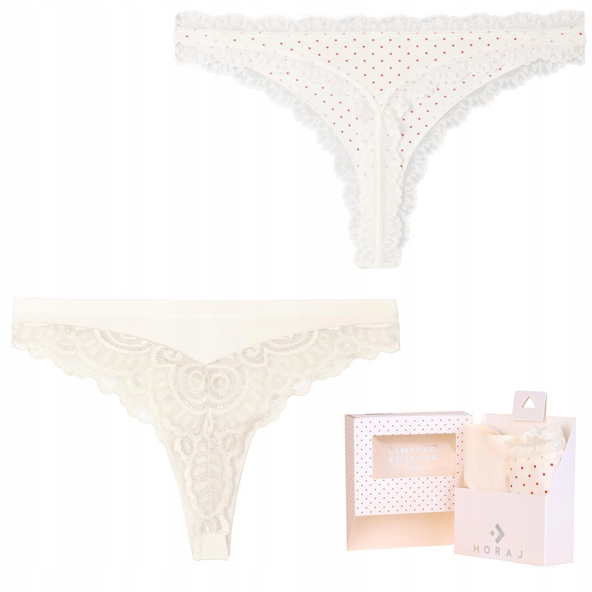 2X Stringi Damskie Koronkowe Eleganckie Moraj M