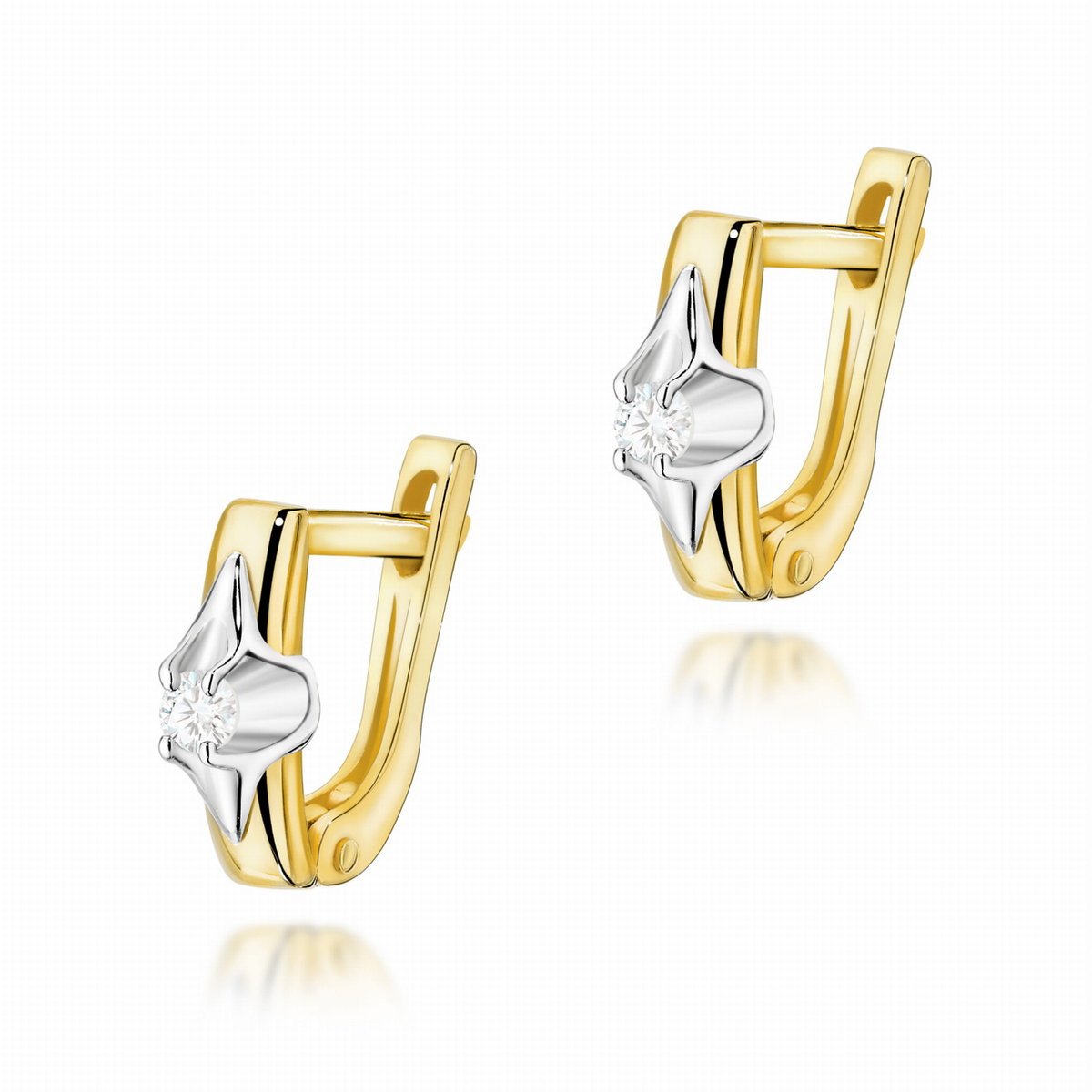 Złote kolczyki K0088 Diament 2 x 0,04ct żółte złoto pr. 585