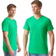 Koszulki męskie - Koszulka Męska 100% Bawełna FRUIT T-Shirt serek 610660 V-neck ZIELONY XL - miniaturka - grafika 1