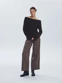 Swetry damskie - Reserved - Sweter z wykładanym golfem - brązowy - miniaturka - grafika 1