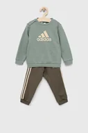 Komplety dla niemowląt - adidas dres niemowlęcy I BOS LOGO kolor zielony - miniaturka - grafika 1