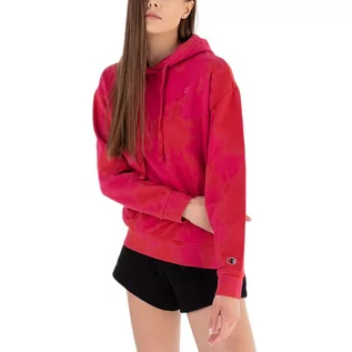 Bluzy sportowe damskie - Bluza Champion Hooded Sweatshirt 116071-PS025 - czerwona - grafika 1