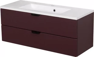 Szafka łazienkowa burgundowa z umywalką czarny uchwyt 100 cm Magnolia Gante - Szafki łazienkowe - miniaturka - grafika 1