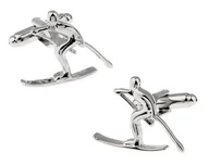 Spinki do mankietów i krawatów - Spinki do mankietów koszuli mankietu narciarz narty - miniaturka - grafika 1