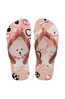 Buty dla dziewczynek - Havaianas japonki dziecięce KIDS TOP PETS BALLET kolor beżowy - grafika 1