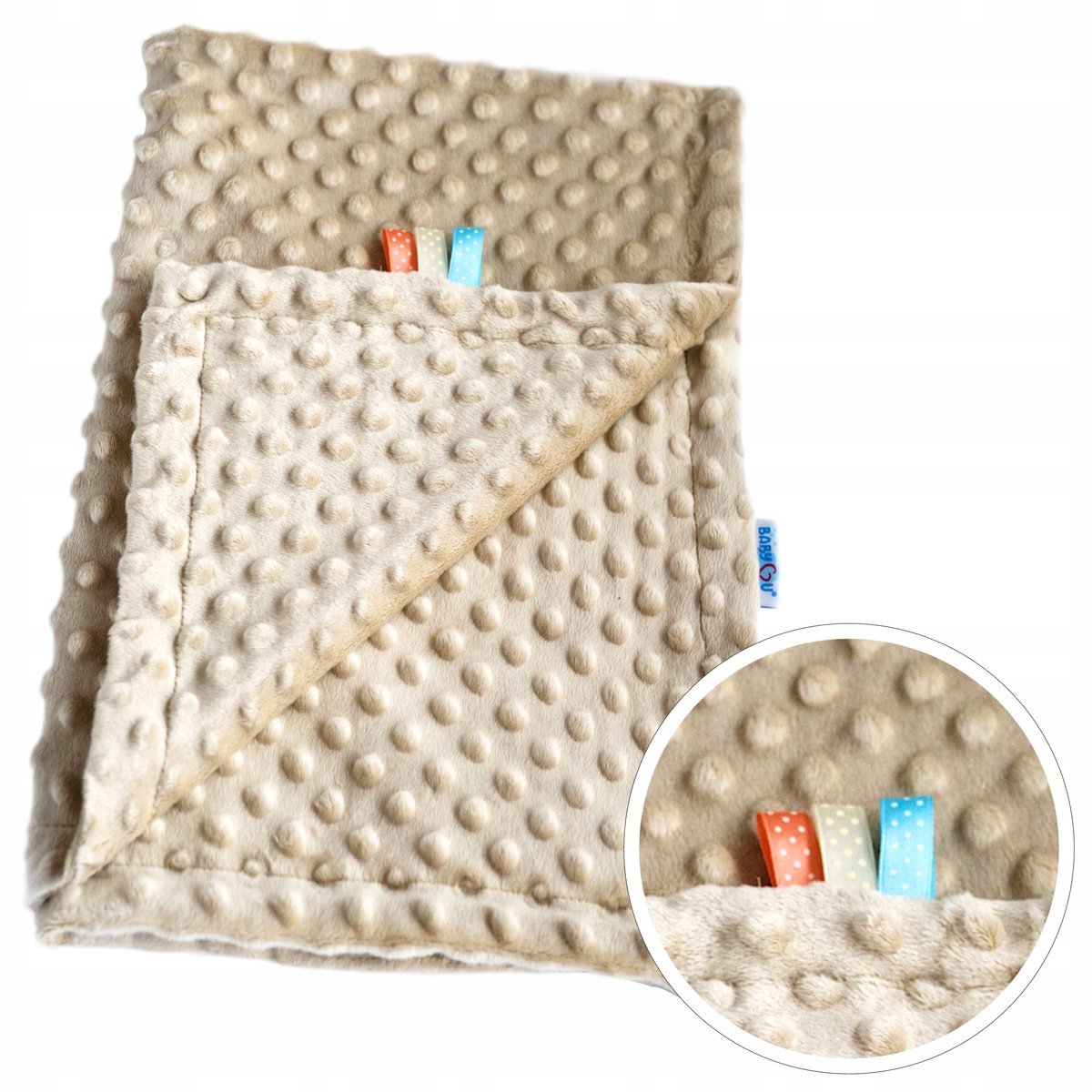 KOCYK DWUWARSTWOWY PUSZYSTY MINKY DLA NIEMOWLĄT SENSORYCZNY 75x55 cm BabyU