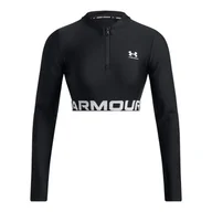 Koszulki i topy damskie - Damska Koszulka z długim rękawem UNDER ARMOUR HEATGEAR RIB 1/4 ZIP LS 1388692-001 – Czarny - miniaturka - grafika 1