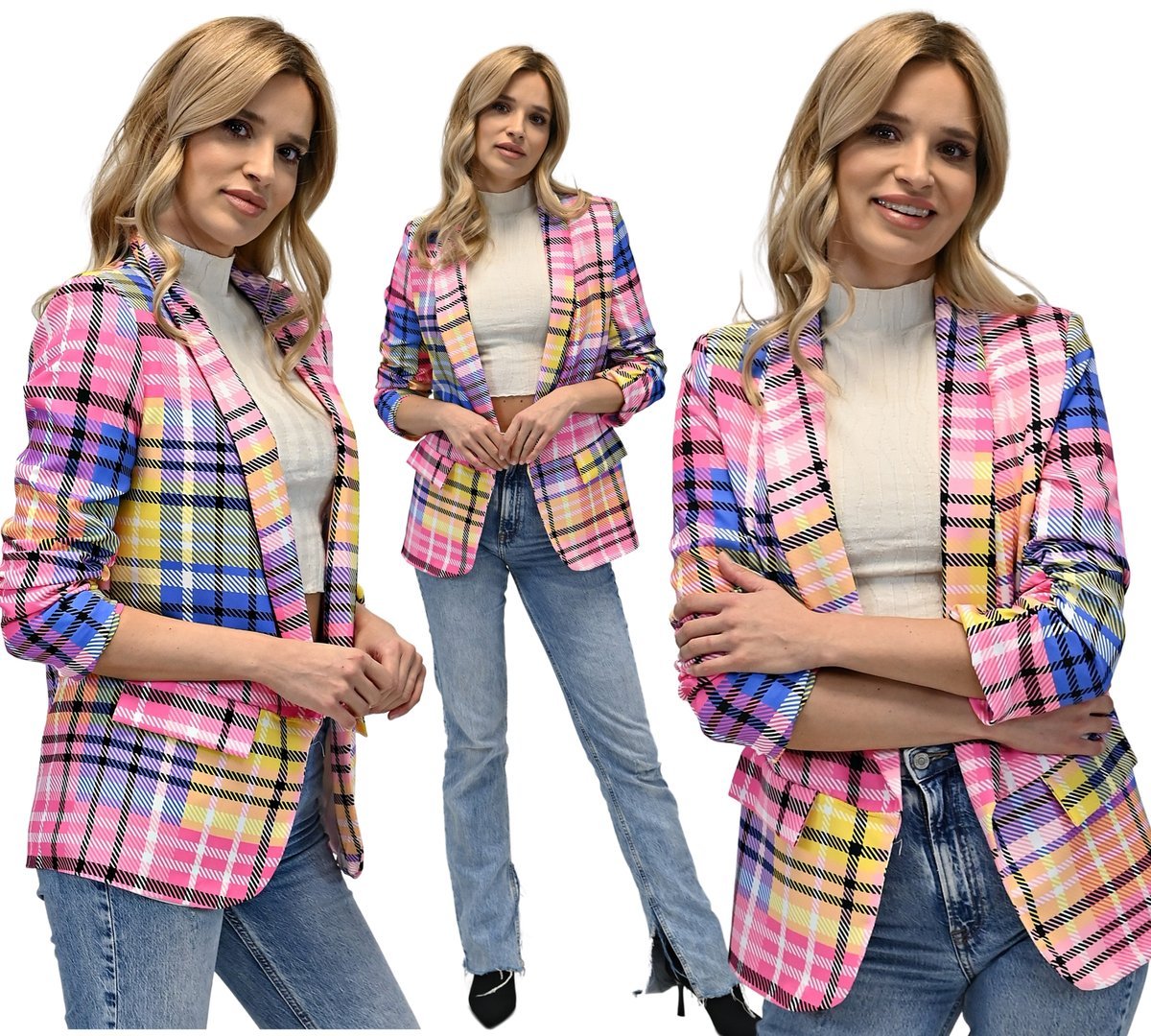 Elegancka MARYNARKA damska żakiet dłuższy L/40