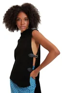 Swetry damskie - Trendyol Damski sweter z dzianiny slim basic stojący kołnierz, Czarny, L - miniaturka - grafika 1