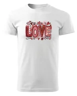 Koszulki i topy damskie - Koszulka na Walentynki Kolorowe LOVE Biały S - miniaturka - grafika 1